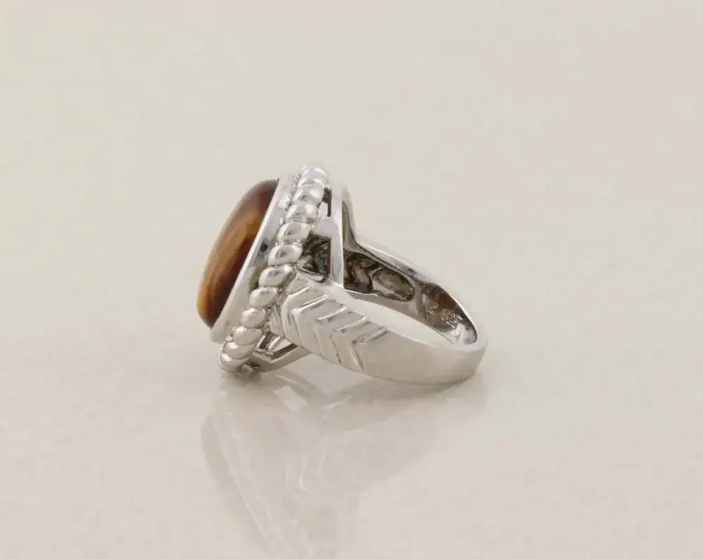 Sterling Silver Natural Tiger's Eye Ring Size 7 Ross Simons